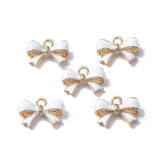 Sløjfe Vedhæng Med Hvid Emailje, 11,5x16x4mm. 6 Stk. - Uniq Perler - 111483