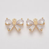 Sløjfe Vedhæng Med Klare Zirkonia Sten, 18K Forgyldt, 10x19mm - Uniq Perler - 111485