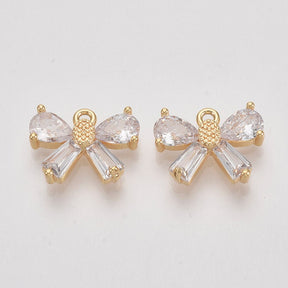 Drop Pendant With Clear Zirconia Stones, 18K Gold-plated, 10x19mm - Uniq Perler - 111485