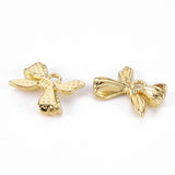 Sløjfe Vedhæng Med Mønster, Forgyldt, 12x18mm, 4 Stk - Uniq Perler - 111494