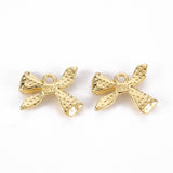 Sløjfe Vedhæng Med Mønster, Forgyldt, 12x18mm, 4 Stk - Uniq Perler - 111494