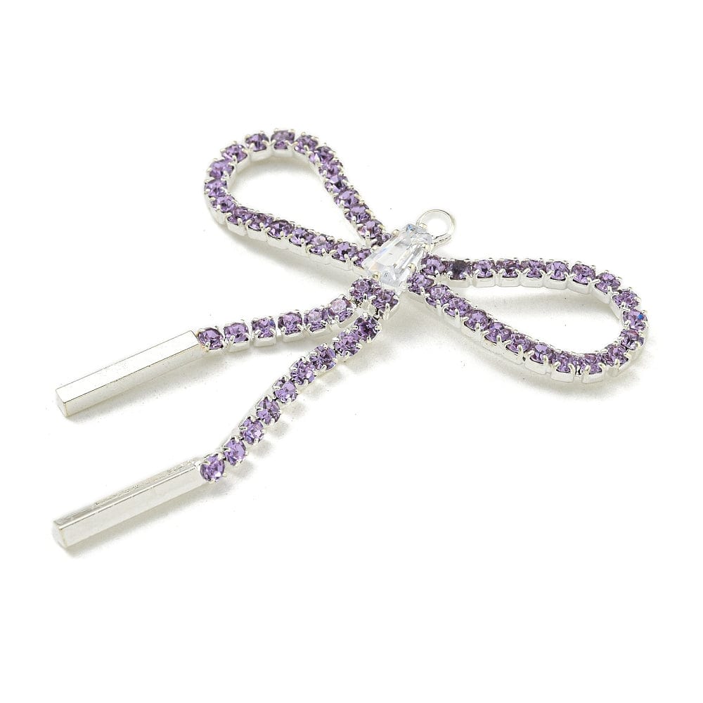 Sløjfe Vedhæng Med Rhinsten, Forsølvet, 40x34mm - Uniq Perler - 114595