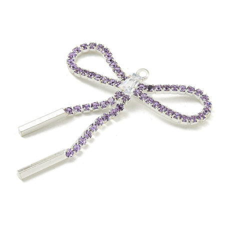 Sløjfe Vedhæng Med Rhinsten, Forsølvet, 40x34mm - Uniq Perler - 114595