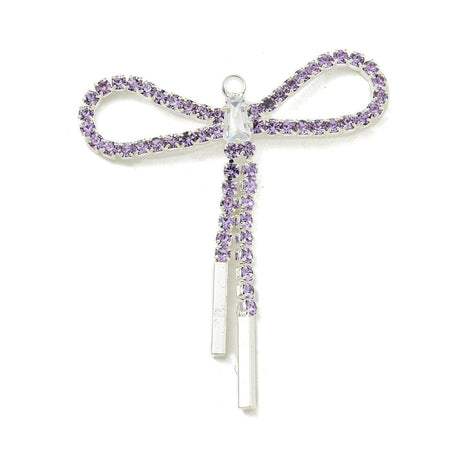 Sløjfe Vedhæng Med Rhinsten, Forsølvet, 40x34mm - Uniq Perler - 114595