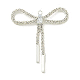 Sløjfe Vedhæng Med Rhinsten, Forsølvet, 40x34mm - Uniq Perler - 511416