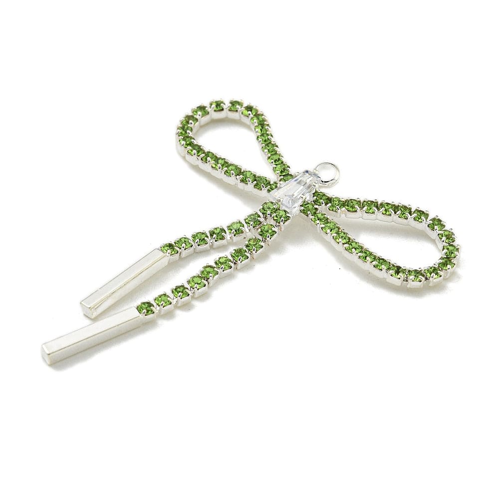 Sløjfe Vedhæng Med Rhinsten, Forsølvet, 40x34mm - Uniq Perler - 979787