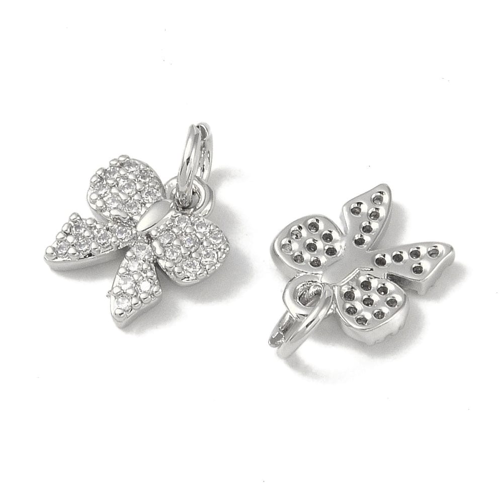 Sløjfe Vedhæng Med Zirkonia Sten (10,5x10 mm) - Uniq Perler - 112791