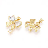 Sløjfe Vedhæng Med Zirkonia Sten, 18K Forgyldt, (16x17mm) - Uniq Perler - 114762