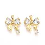 Sløjfe Vedhæng Med Zirkonia Sten, 18K Forgyldt, (16x17mm) - Uniq Perler - 114762