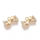 Sløjfe Vedhæng Med Zirkonia Sten, 18K Forgyldt, 7,5x12mm - Uniq Perler - 571849