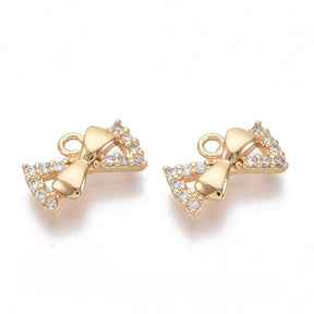 Drop Pendant With Zirconia Stones, 18K Gold-plated, 7.5x12mm - Uniq Perler - 571849