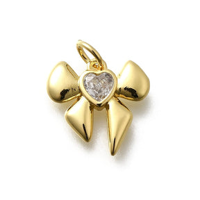 Drop Pendant With Zirconia Stones, 18K Long-Lasting Gold Plated, 13x14mm - Uniq Perler - 114308