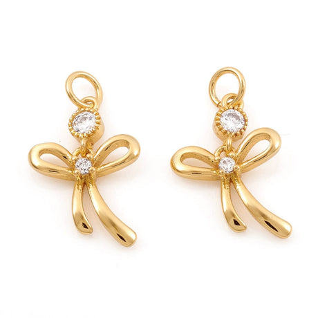 Sløjfe Vedhæng Med Zirkonia Sten, Forgyldt, (16mm) - Uniq Perler - 111488