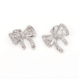 Sløjfe Vedhæng, Platiniums Farvet Med Zirkonia Sten, 11,8x12mm - Uniq Perler - 111496