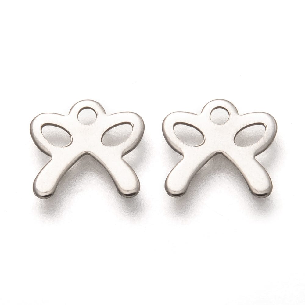 Sløjfe Vedhæng, Stål, 8,5x9,5mm, 10 Stk. - Uniq Perler - 508847