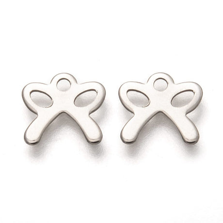 Sløjfe Vedhæng, Stål, 8,5x9,5mm, 10 Stk. - Uniq Perler - 508847