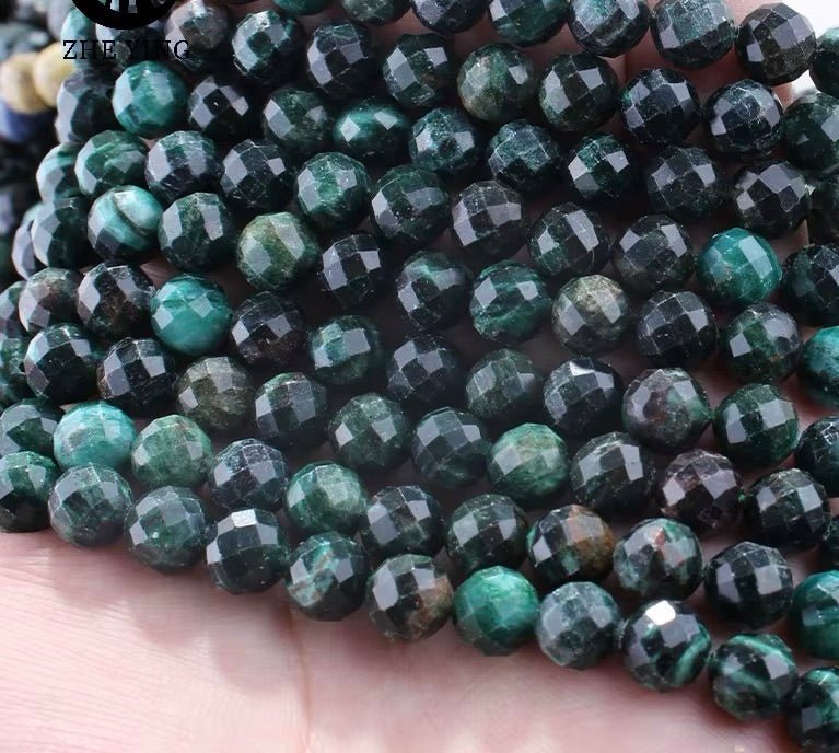 Smaragd Perler – Facetteret Rund (8mm) - Uniq Perler - 117988