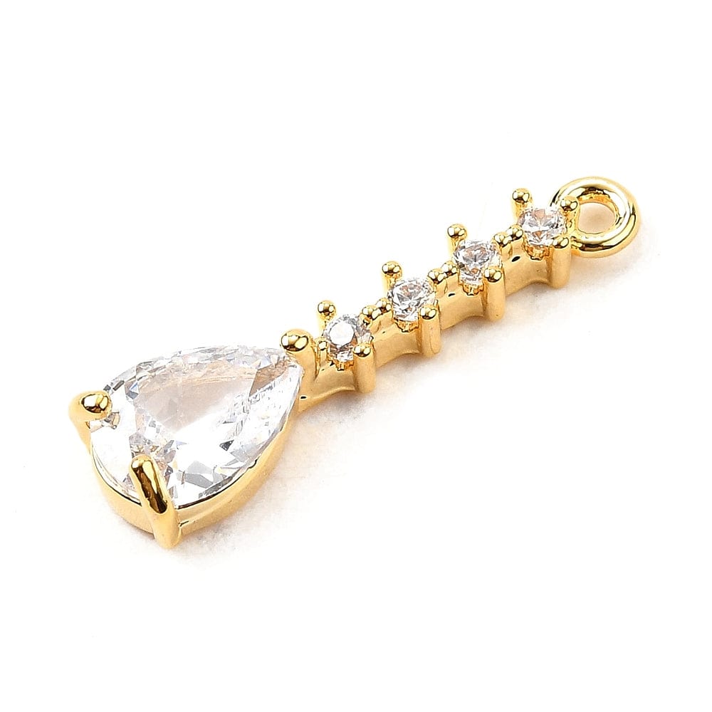 Smukke vedhæng med klare zirkonia sten. (19,5x5,5x3,5mm) - Uniq Perler - 115492