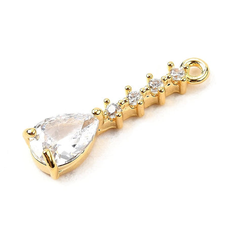 Smukke vedhæng med klare zirkonia sten. (19,5x5,5x3,5mm) - Uniq Perler - 115492