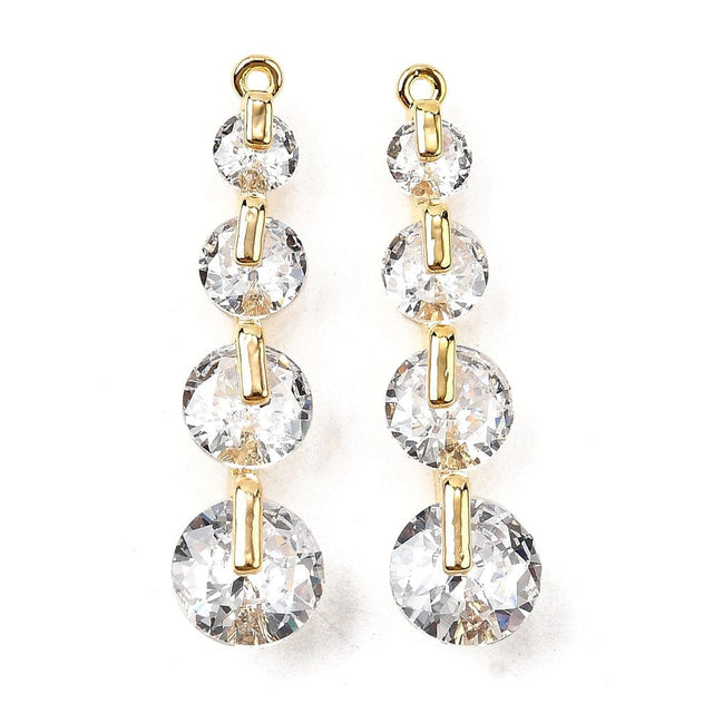 Smukke vedhæng med klare zirkonia sten. (28x7x5,5 mm) 2 stk. - Uniq Perler - 115491