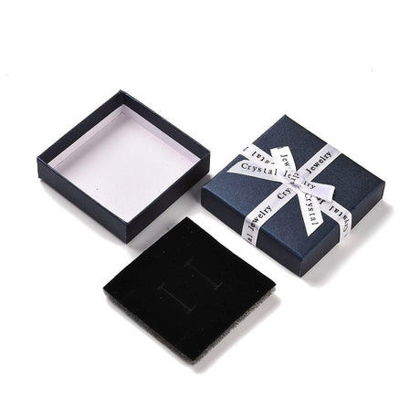 Smykkeæsker Med Sløjfe, Mørk Blå (7,5x7,5x2,65cm), 6 stk - Uniq Perler - 384763