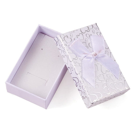 Smykkeæsker Med Sløjfe Og Hjerter – Hvid (5x8x3cm), 6 Stk - Uniq Perler - 755778