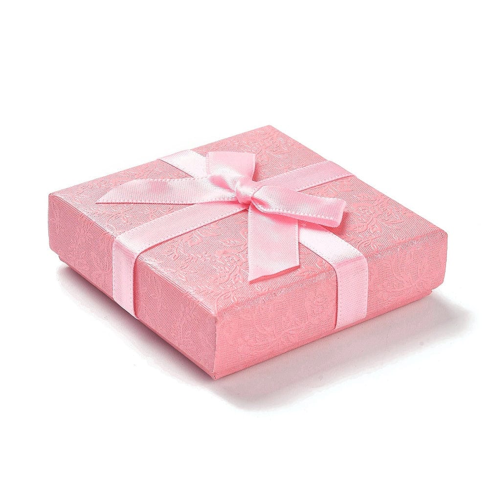 Smykkeæsker Med Sløjfe, Rosa, (7,5x7,5mm, 6 stk.) - Uniq Perler - 111695