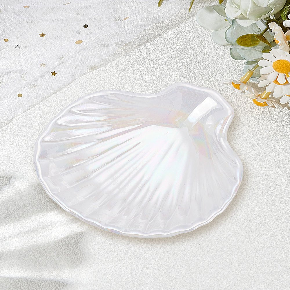 Schmuckschale – muschelförmig, weißes Porzellan (10,5 x 10 cm)