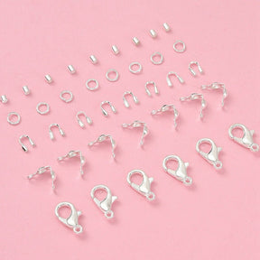 Schmuckteile Set – Verschlüsse, offene Ösen und Quetschperlen, versilbert (300 Teile) - Uniq Perler - 