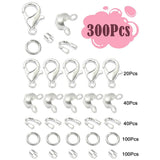 Smykkedele Sæt – Låse, Åbne Øskner og Klemmeperler, Forsølvet (300 dele) - Uniq Perler - 