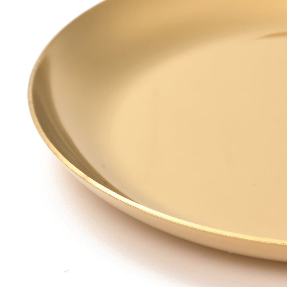 Smykkefad i Rustfrit Stål – Flad Rund, Forgyldt (100mm) - Uniq Perler - 117832