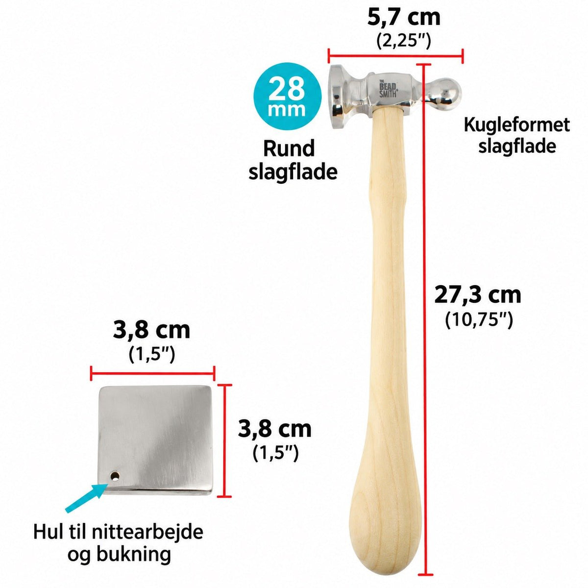 Smykkehammer med Stålblok – Beadsmith (28mm) - Uniq Perler - 126487