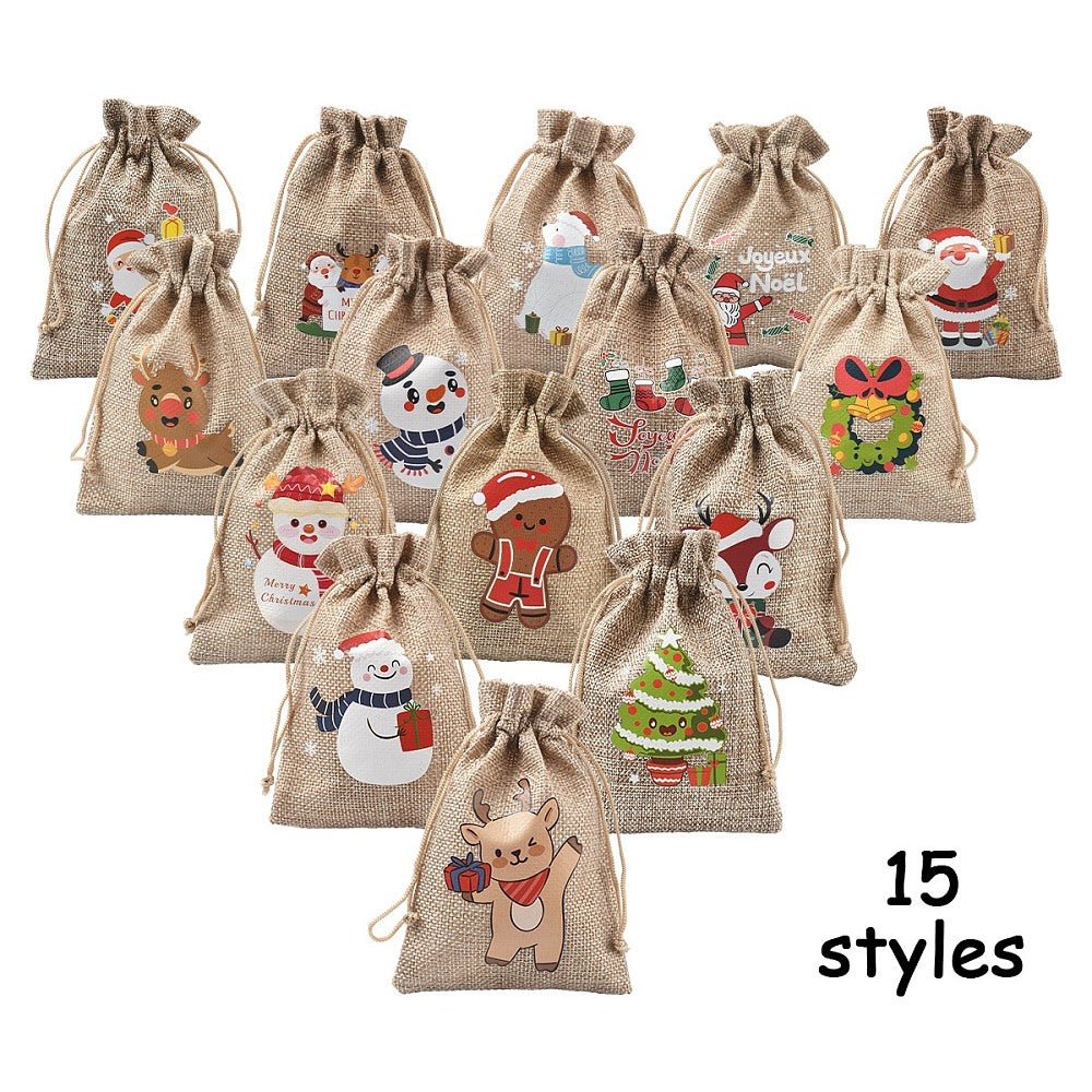 Smykkeposer Med Julemotiver – Jute (14x10cm) 15 stk. - Uniq Perler - 125720