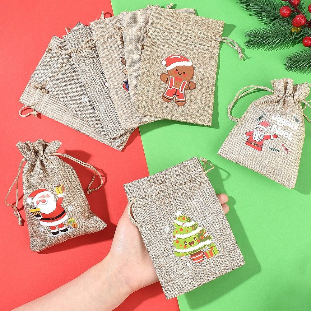 Smykkeposer Med Julemotiver – Jute (14x10cm) 15 stk. - Uniq Perler - 125720