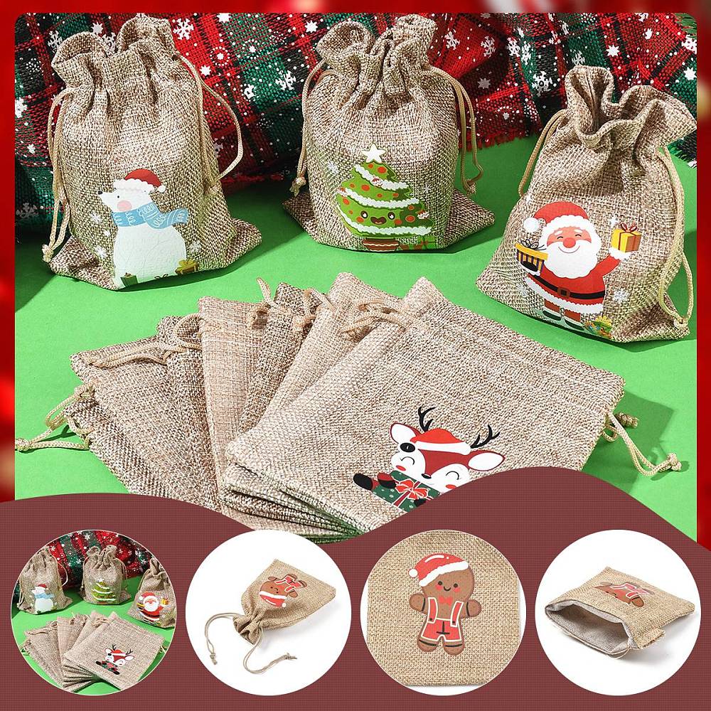 Smykkeposer Med Julemotiver – Jute (14x10cm) 15 stk. - Uniq Perler - 125720