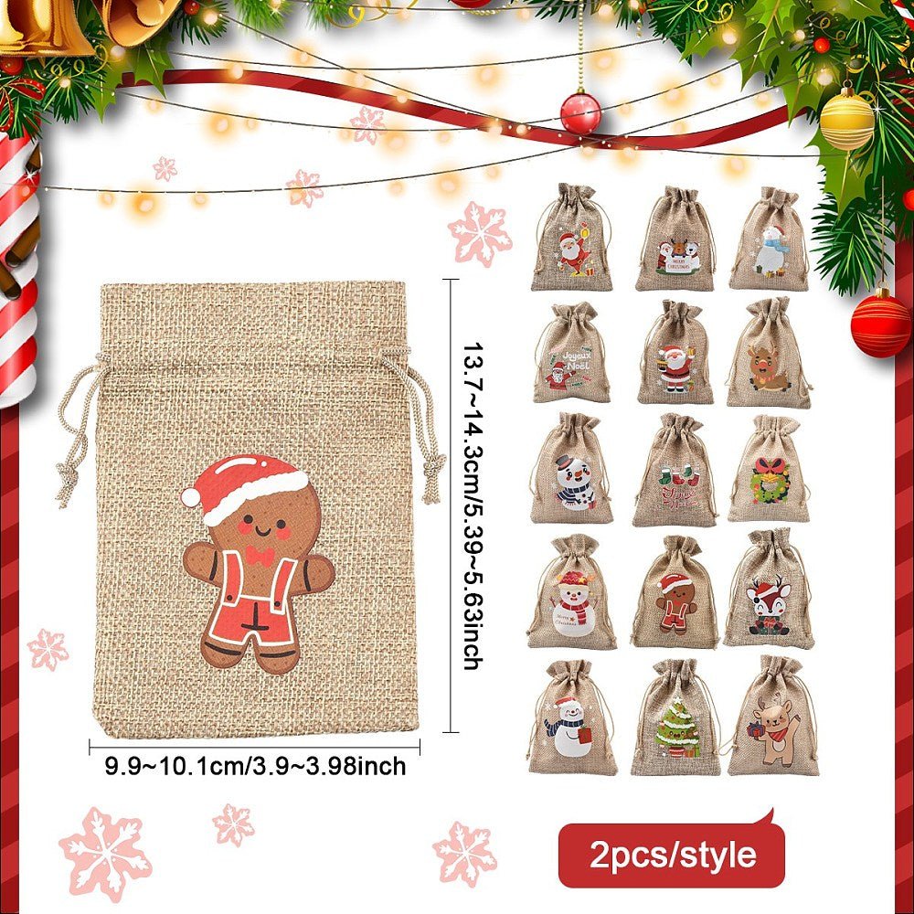 Smykkeposer Med Julemotiver – Jute (14x10cm) 15 stk. - Uniq Perler - 125720