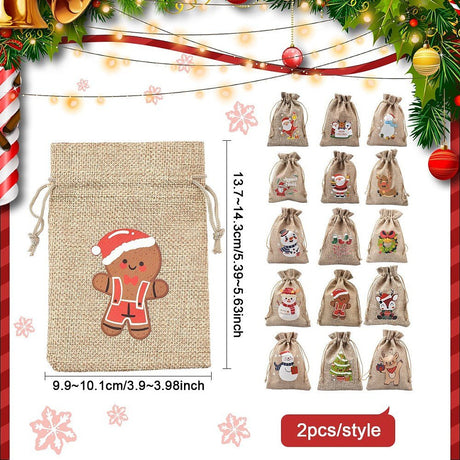 Smykkeposer Med Julemotiver – Jute (14x10cm) 15 stk. - Uniq Perler - 125720