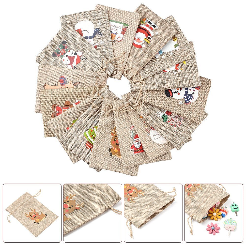 Smykkeposer Med Julemotiver – Jute (14x10cm) 15 stk. - Uniq Perler - 125720