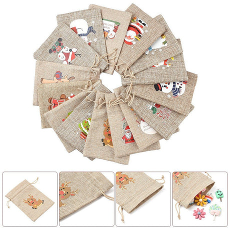 Smykkeposer Med Julemotiver – Jute (14x10cm) 15 stk. - Uniq Perler - 125720