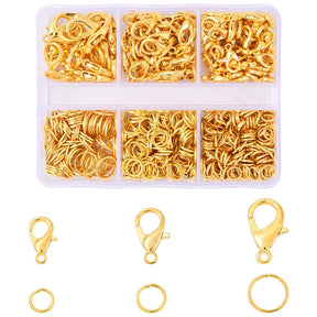 Smykkesæt Med Øskner Og Karabinlåse – 18K Forgyldt Messing (5 - 8mm) 678 stk. - Uniq Perler - 122376