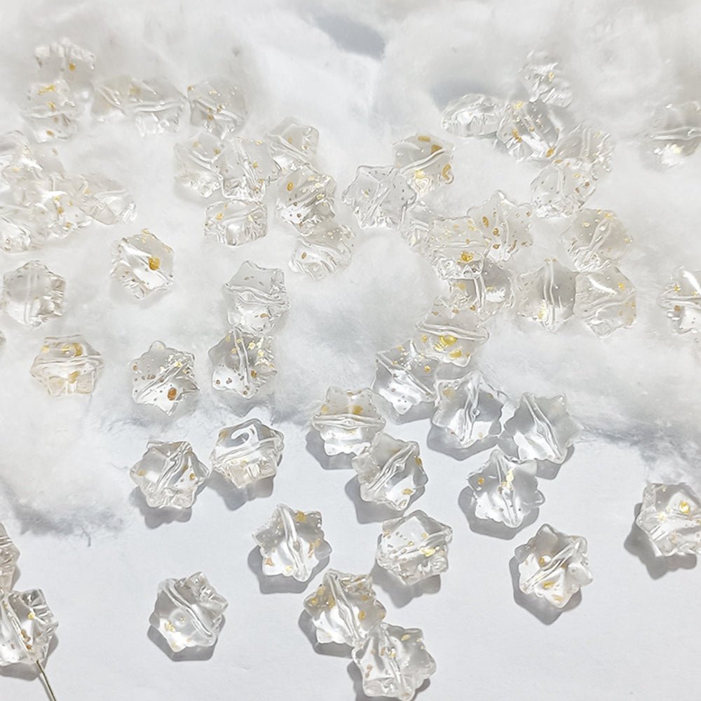 Snefnug Glasperler – Transparent, Guld (11,5x10,5x7,5mm) 10 stk. - Uniq Perler - 125963