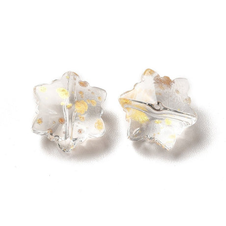 Snefnug Glasperler – Transparent, Guld (11,5x10,5x7,5mm) 10 stk. - Uniq Perler - 125963