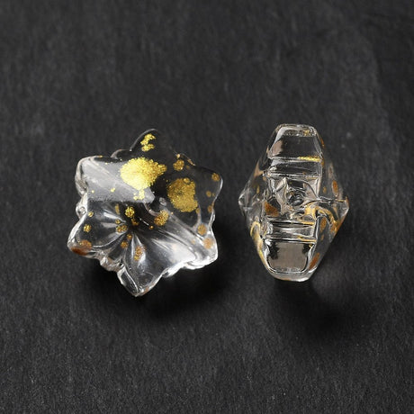 Snefnug Glasperler – Transparent, Guld (11,5x10,5x7,5mm) 10 stk. - Uniq Perler - 125963