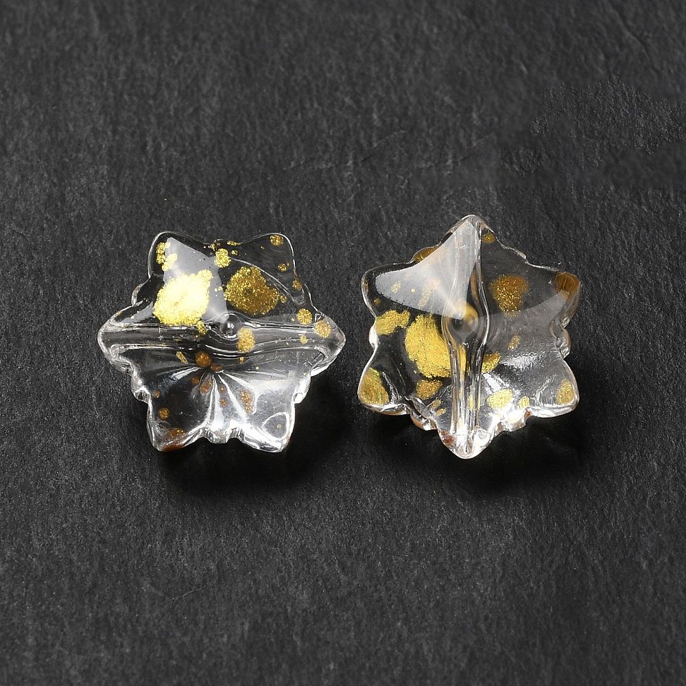 Snefnug Glasperler – Transparent, Guld (11,5x10,5x7,5mm) 10 stk. - Uniq Perler - 125963