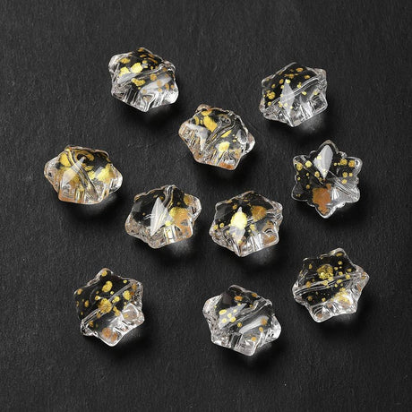Snefnug Glasperler – Transparent, Guld (11,5x10,5x7,5mm) 10 stk. - Uniq Perler - 125963