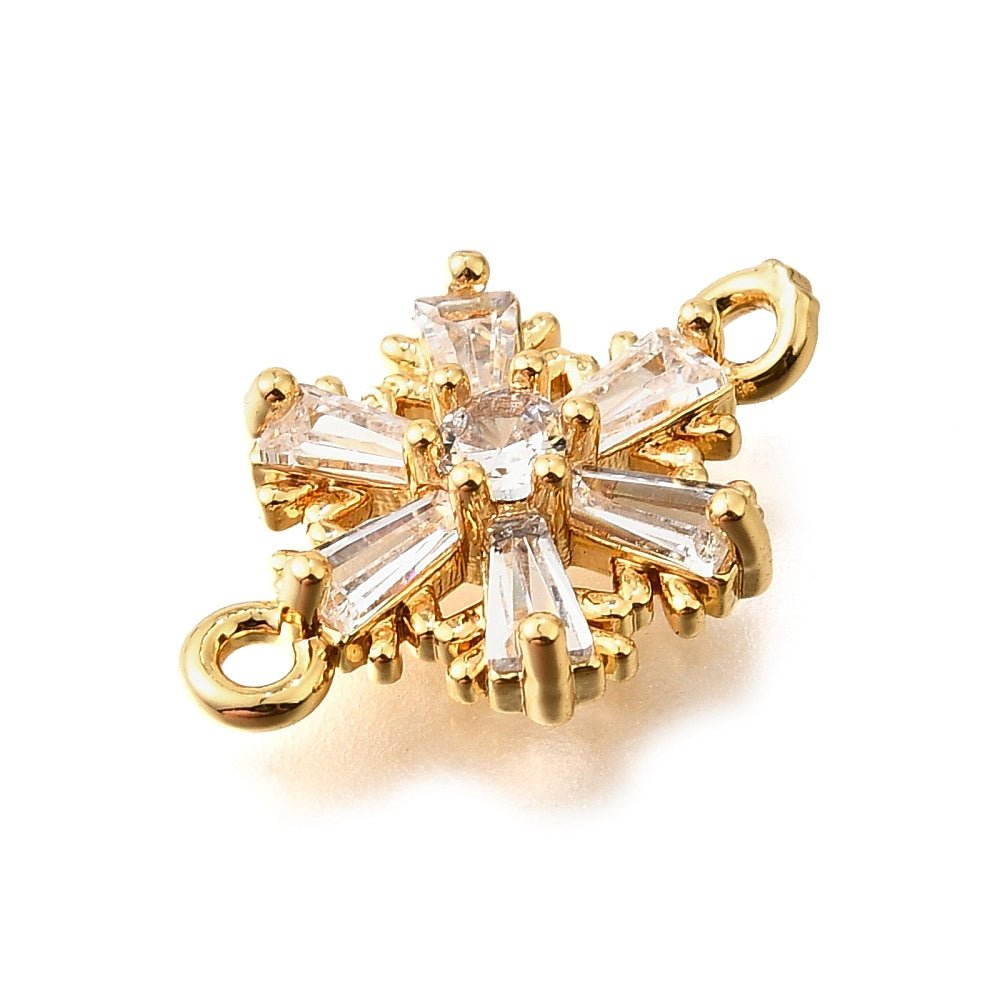 Snefnug Mellemled - Klar Zirkonia, 18K Forgyldt (15x9.5mm) 2 stk - Uniq Perler - 