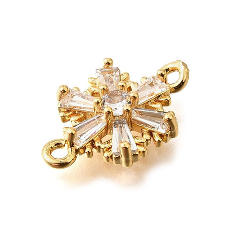 Snefnug Mellemled - Klar Zirkonia, 18K Forgyldt (15x9.5mm) 2 stk - Uniq Perler - 