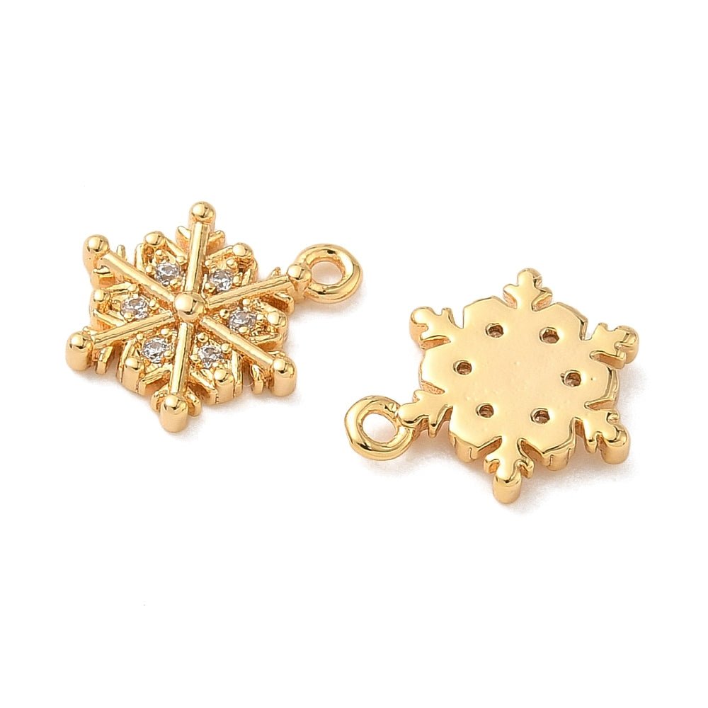 Snefnug Vedhæng - 18K Forgyldt med Zirkonia (9x12x2mm) 2 stk - Uniq Perler - 