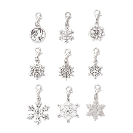 Snefnug Vedhæng med Karabinhage – Antik Sølv (9 stk) - Uniq Perler - 