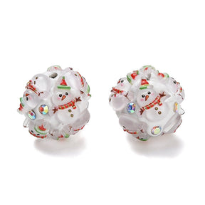 Snowman Acrylic Beads - with Rhinestones (19~20mm) 2 pcs - Uniq Perler - 